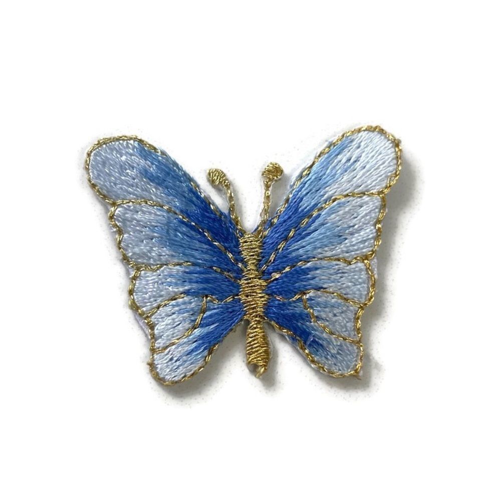 Small Blue Butterfly Embroidered Patch